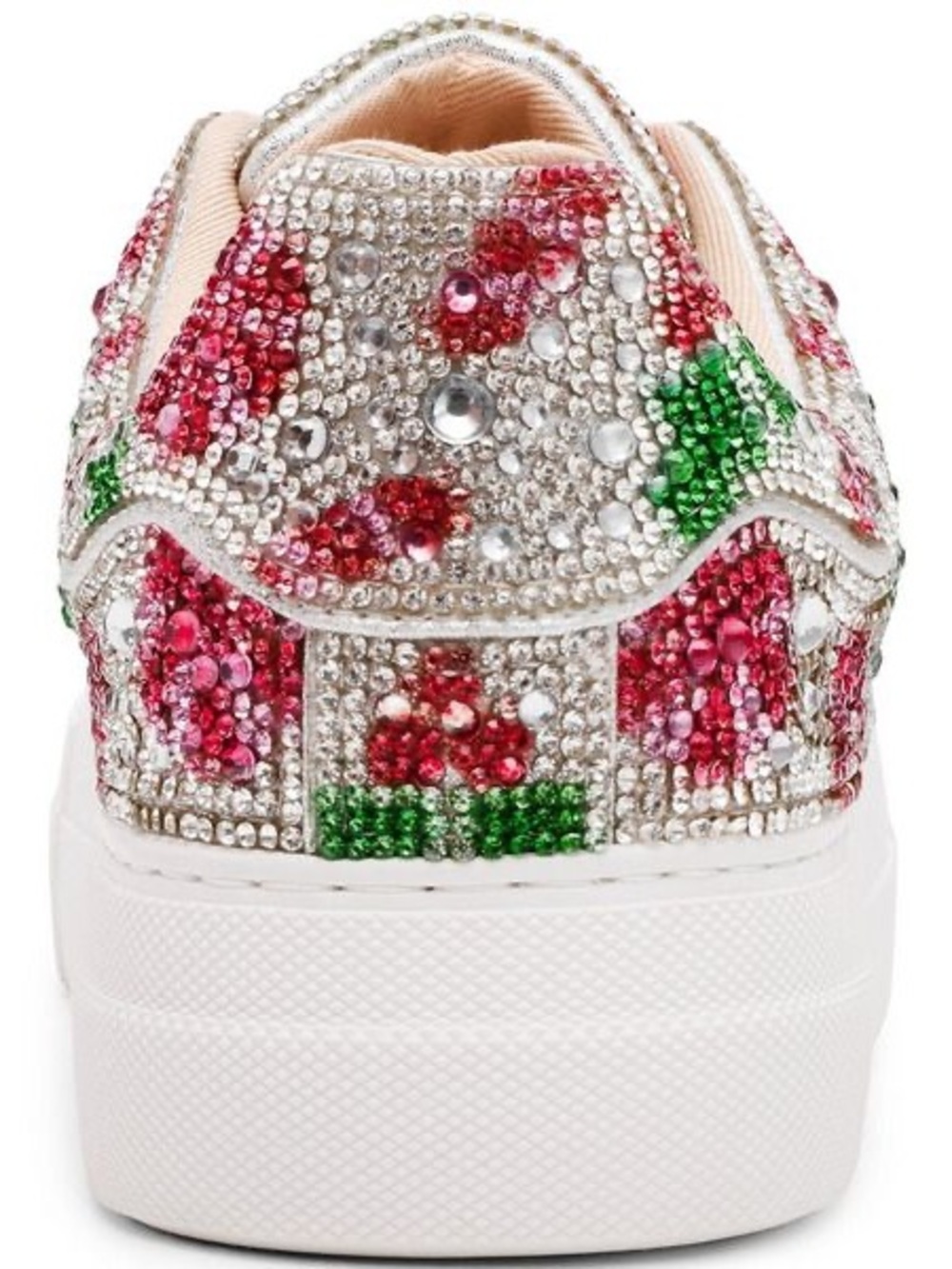 NWT Betsey Johnson Sidny Holiday Holly Print Rhinestone Platform Sneakers Sz 6,5 - Picture 5 of 16